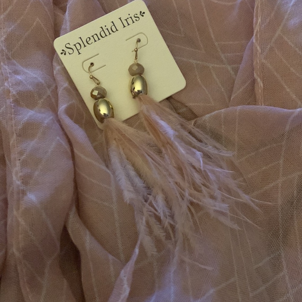 Splendid Iris Feather Earrings Pink